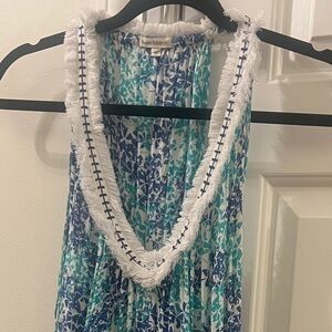 Poupette St. Barth Blue and White Patterned Dress